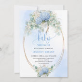 Sweet Bohemian Blue Floral Baby Shower Invitation 招待状 (正面)