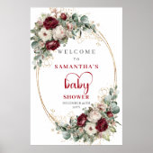 Sweet Bohemian Burgundy Baby Shower Welcome ポスター (正面)