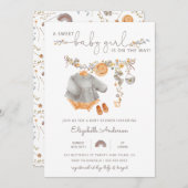 Sweet Boho Clothesline Girl Baby Shower 招待状 (正面/裏面)