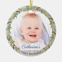 Sweet Botanical 素朴1stバースデーフォト セラミックオーナメント