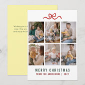 Sweet Bow Merry Christmas 6枚写真グリッド家族 シーズンカード (正面/裏面)