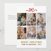 Sweet Bow Merry Christmas 6枚写真グリッド家族 シーズンカード (正面/裏面)
