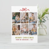 Sweet Bow Merry Christmas 6枚写真グリッド家族 シーズンカード (スタンド正面)