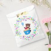 Sweet Brown Bear Blue Cupcake Birthday フェイバーバッグ (封をした状態)