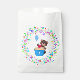 Sweet Brown Bear Blue Cupcake Birthday フェイバーバッグ