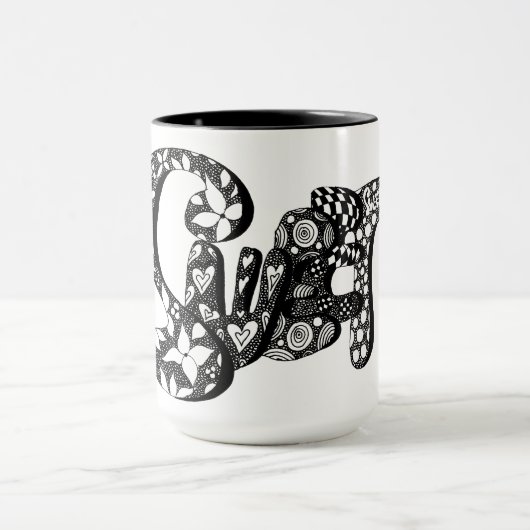 Sweet, Bubble Letter Art, Boho, Hippie Art マグカップ (中央)