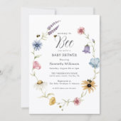 Sweet Bumblebee Floral Mommy to Bee ベビーシャワーQR 招待状 (正面)