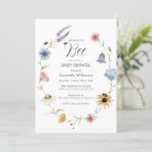 Sweet Bumblebee Floral Mommy to Bee ベビーシャワーQR 招待状 (スタンド正面)