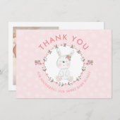 Sweet Bunnyフローラ赤ちゃんシャワーありがとう写真 ノートカード (正面/裏面)