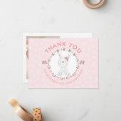 Sweet Bunnyフローラ赤ちゃんシャワーありがとう写真 ノートカード (正面/裏面インサイチュ)