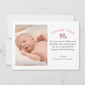 Sweet Bunnyフローラ赤ちゃんシャワーありがとう写真 ノートカード (裏面)