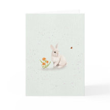 Sweet Bunny and Butterfly 5x7 グリーティングカード
