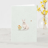 Sweet Bunny and Butterfly 5x7 グリーティングカード (黄色い花)