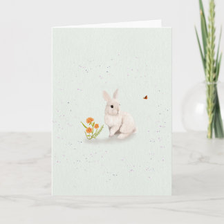 Sweet Bunny and Butterfly 5x7 Greeting Card カード