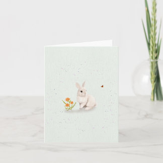 Sweet Bunny and Butterfly Small Greeting Card サンキューカード