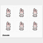 Sweet Bunny – Cute Kawaii Animal Illustration スクエアシール (シート)