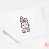Sweet Bunny – Cute Kawaii Animal Illustration スクエアシール (封筒)