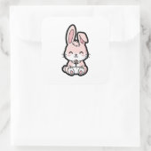 Sweet Bunny – Cute Kawaii Animal Illustration スクエアシール (バッグ)