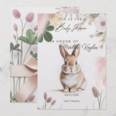 Sweet Bunny Floral Baby Shower Invitation Editable 招待状 (正面/裏面)