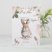Sweet Bunny Floral Baby Shower Invitation Editable 招待状 (スタンド正面)