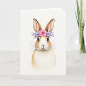 Sweet Bunny Floral Crown Card カード (正面)
