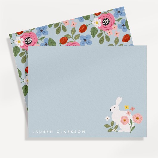 Sweet Bunny Floral Easter Note Card 招待状