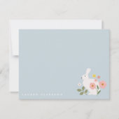 Sweet Bunny Floral Easter Note Card 招待状 (正面)