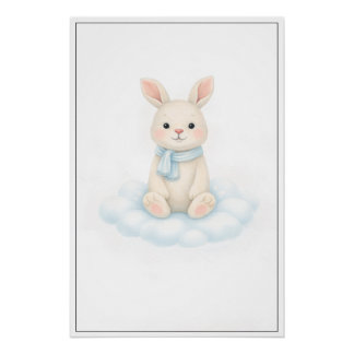 Sweet Bunny Illustration – Premium Nursery Wall Ar ポスター