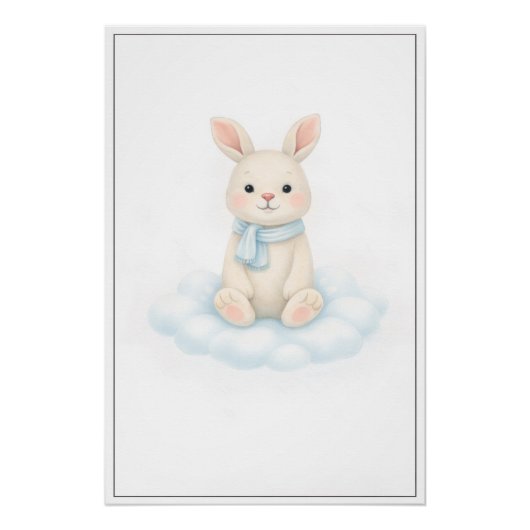 Sweet Bunny Illustration – Premium Nursery Wall Ar ポスター (正面)