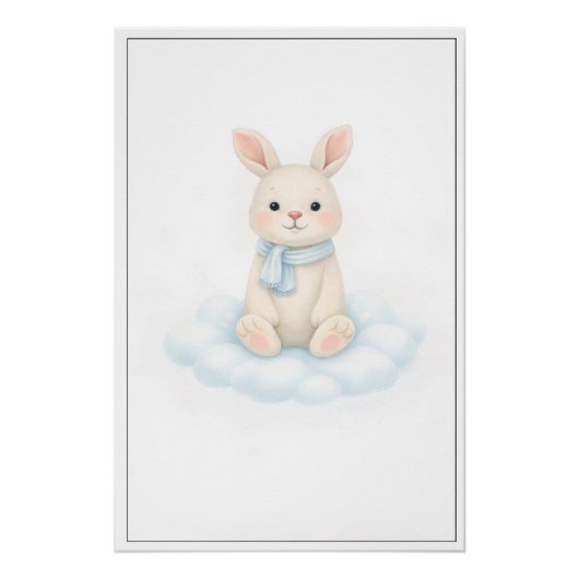 Sweet Bunny Illustration – Premium Nursery Wall Ar ポスター (正面)