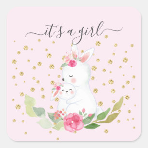 Sweet Bunny It'A Girl Favoritesステッカー スクエアシール