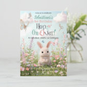 Sweet Bunny Meadow Birthday Invitation – Whimsical 招待状 (スタンド正面)