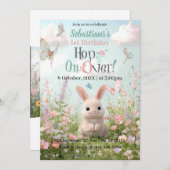 Sweet Bunny Meadow Birthday Invitation – Whimsical 招待状 (正面/裏面)