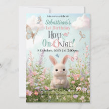 Sweet Bunny Meadow Birthday Invitation – Whimsical