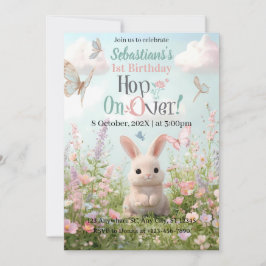 Sweet Bunny Meadow Birthday Invitation – Whimsical 招待状
