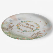 Sweet Bunny Meadow Birthday Party Paper Plate – Cu ペーパープレート (アングル)