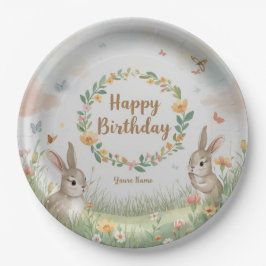 Sweet Bunny Meadow Birthday Party Paper Plate – Cu ペーパープレート