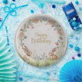 Sweet Bunny Meadow Birthday Party Paper Plate – Cu ペーパープレート (パーティー)