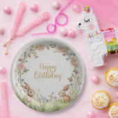 Sweet Bunny Meadow Birthday Party Paper Plate – Cu ペーパープレート (パーティー)