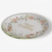 Sweet Bunny Meadow Birthday Party Paper Plate – Cu ペーパープレート (アングル)