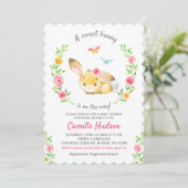 Sweet Bunny On The Way Baby Girl Shower Sprinkle 招待状 (スタンド正面)