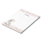 Sweet Bunny Rabbit Roses Pink Floral  ノートパッド (回転)