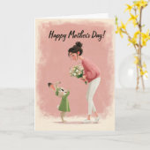 Sweet Bunny Reaching Up for Mom Mother’s Day Card カード (黄色い花)