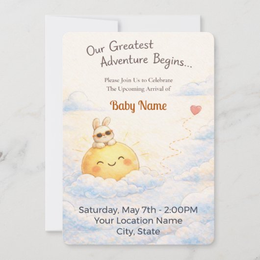 Sweet Bunny Sun Celebration Style 招待状 (正面)