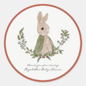 Sweet Bunny Thank You Baby Shower Fever Stickers ラウンドシール (正面)