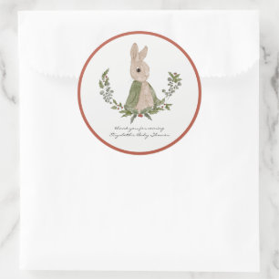 Sweet Bunny Thank You Baby Shower Fever Stickers ラウンドシール