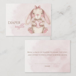 Sweet Bunny Watercolor Pink Diaper Raffle エンクロージャーカード