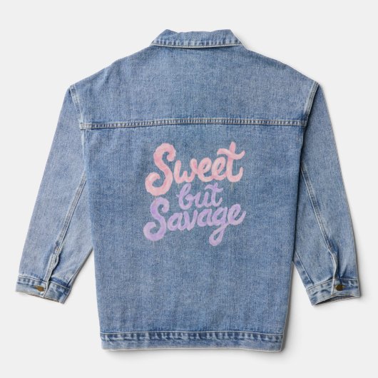 Sweet But Savage Street Style Cotton Candy Graphic デニムジャケット (裏面)