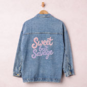 Sweet But Savage Street Style Cotton Candy Graphic デニムジャケット (ハンガー)
