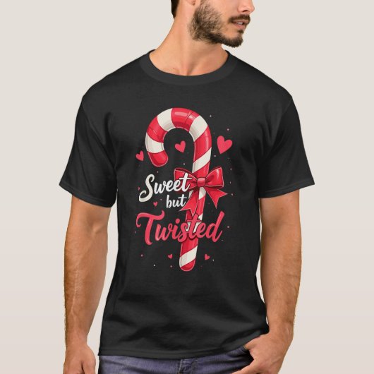 Sweet But Twisted Candy Cane Christmas Xmas Adult  Tシャツ (正面)
